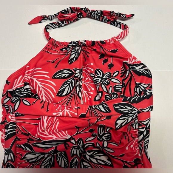 Yonique One Piece Swimsuits Tummy Control Hight Neck Women’s Size S Red Floral‎ - Picture 4 of 7